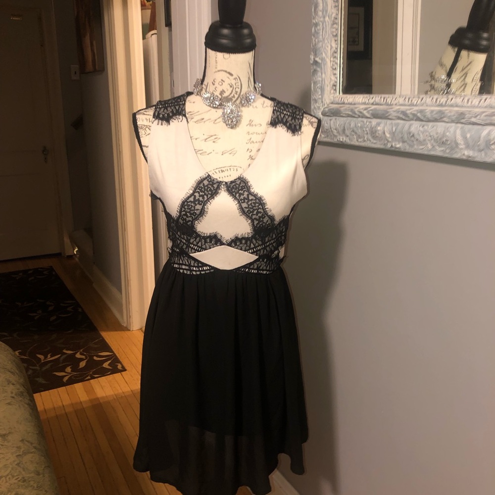 Stunning Ivory and Black Lace Dress